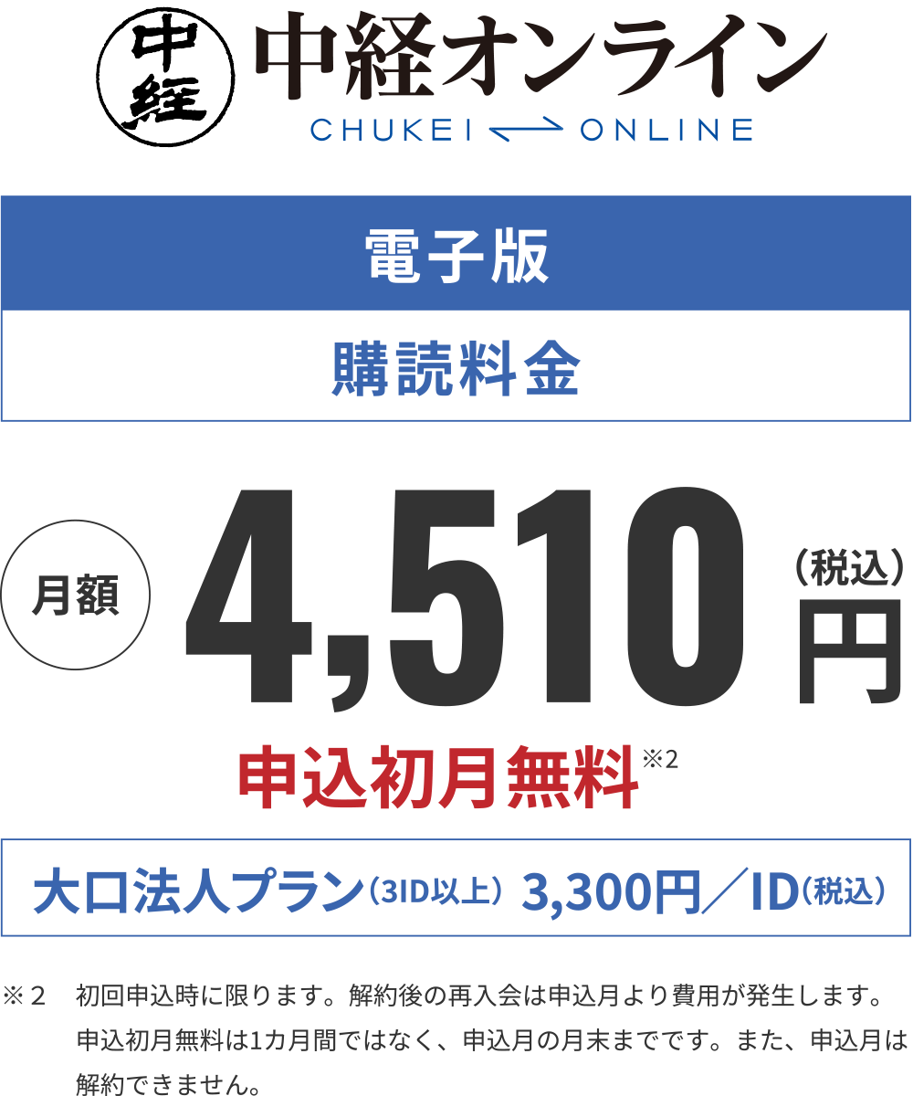 電子版 購読料金 月額4,510円